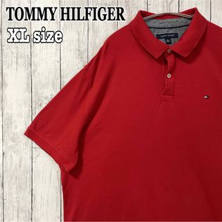 トミーヒルフィガー(TOMMY HILFIGER)のTOMMY HILFIGER トミー ポロシャツ ビッグシルエット 赤 海外古着(ポロシャツ)