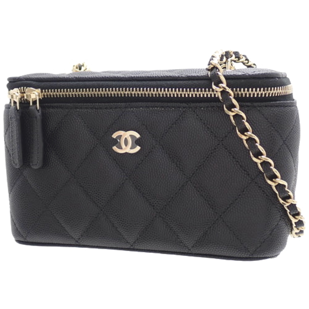 【極美品】CHANEL  キャビアスキン バニティ ココマーク ブラック 黒