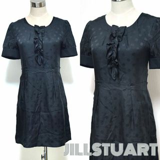 ジルスチュアート(JILLSTUART)のジルスチュアート■美品　シルク100% ドット柄半袖ワンピース 膝上ミニ　2/M(ミニワンピース)