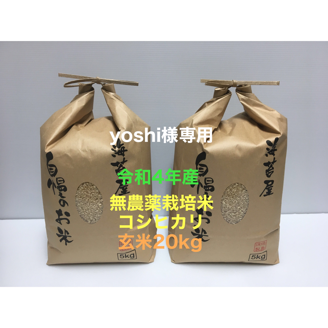 yoshi様専用 無農薬コシヒカリ玄米20kg(5kg×4)令和4年 徳島県産のサムネイル