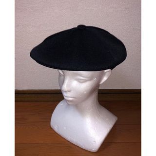 カンゴール(KANGOL)のM 良品 KANGOL ハンチングキャップ ブラック 黒 カンゴール ベレー帽(ハンチング/ベレー帽)