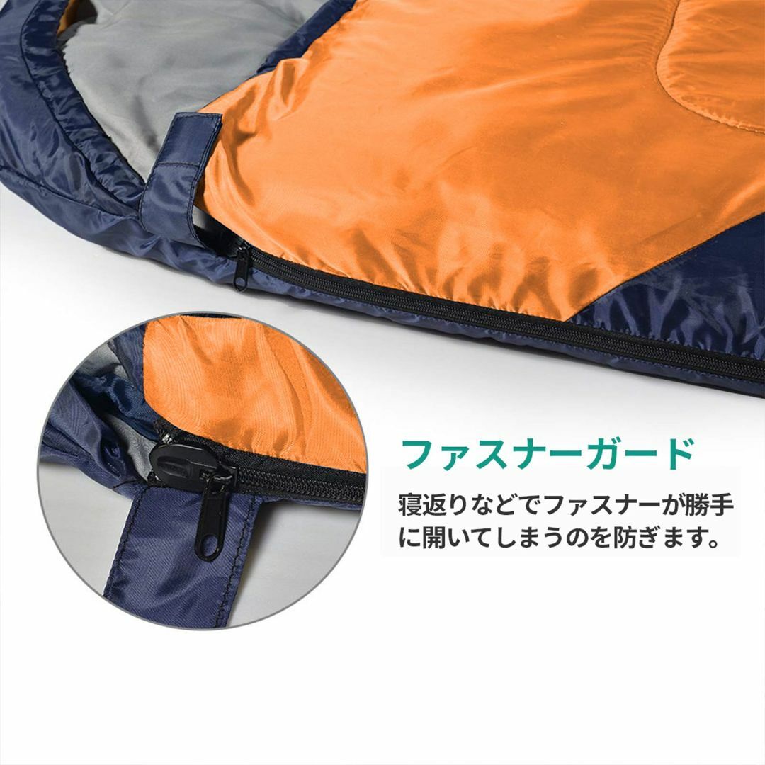 HOSUR 寝袋 封筒型 210T防水シュラフ コンパクト軽量 保温 -15度耐 2