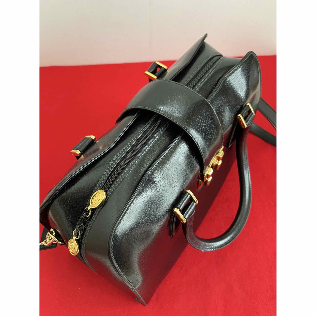 GUCCI オールドグッチ ヴィンテージ 2WAYボストンバッグ レザー 黒