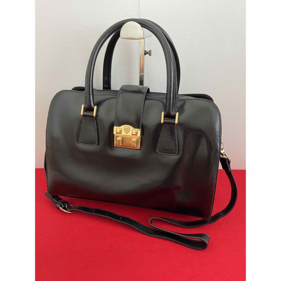 GUCCI オールドグッチ ヴィンテージ 2WAYボストンバッグ レザー 黒 | フリマアプリ ラクマ