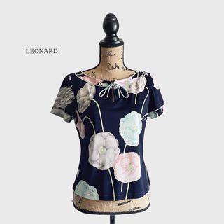 LEONARD レオナール 半袖カットソー ネイビー 花柄-