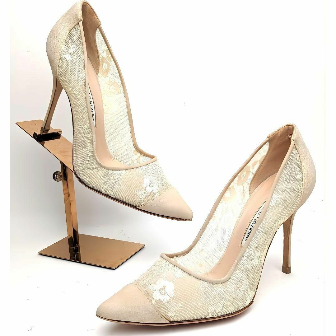 新品そっくりさん⭐マノロブラニクMANOLO BLAHNIK レースパンプス38-