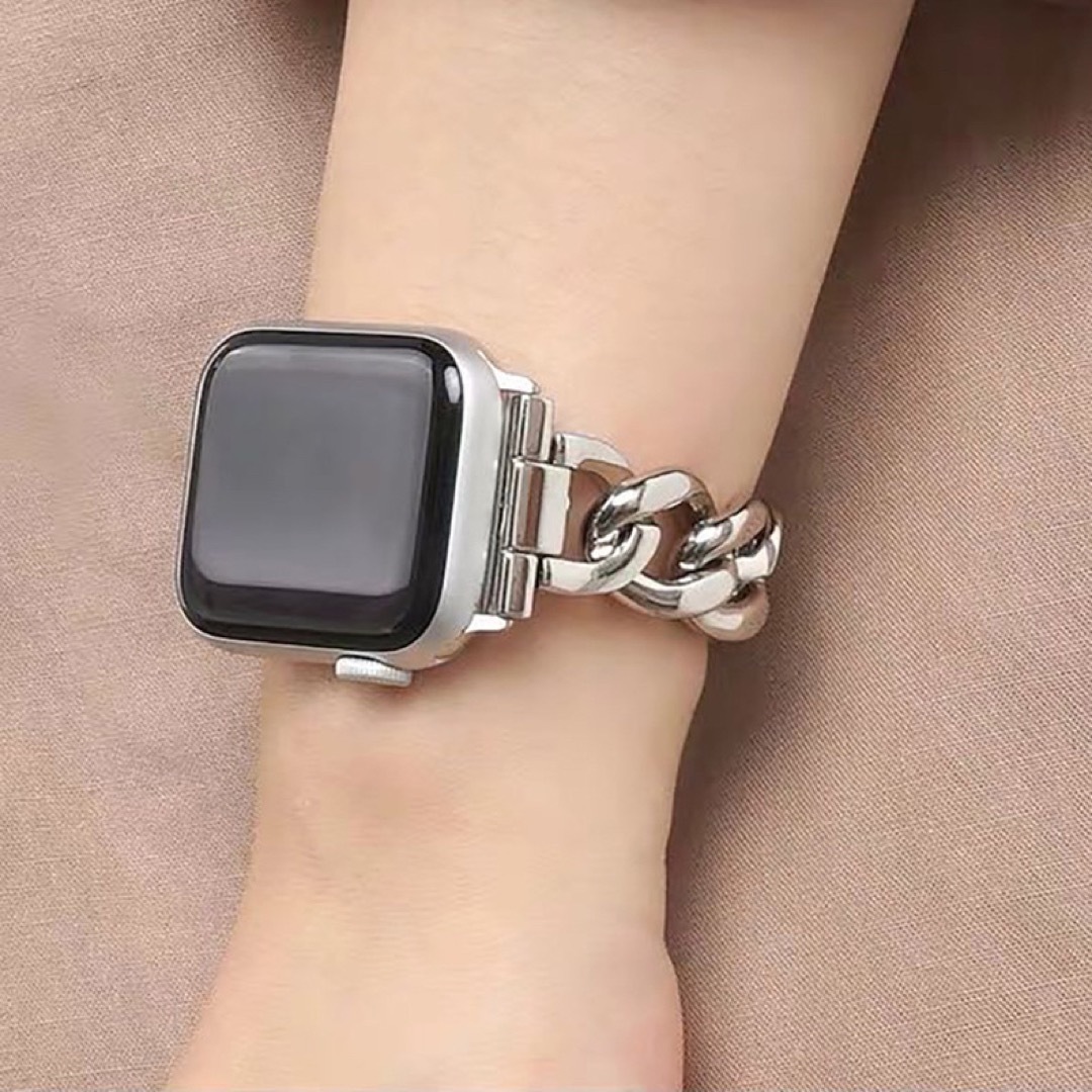 Apple Watch チェーン ブレスレットバンド38/40/41mmシルバー メンズの時計(金属ベルト)の商品写真