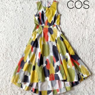 コス(COS)の【COS】アシンメトリーロングワンピース ペイント柄 34 綿100%(ロングワンピース/マキシワンピース)