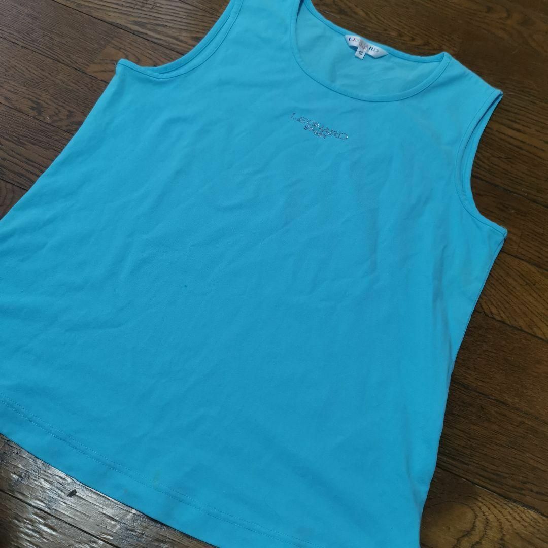 LEONARD(レオナール)の1超美品　レオナール　ノースリーブ　40 トップス　青 レディースのトップス(Tシャツ(半袖/袖なし))の商品写真