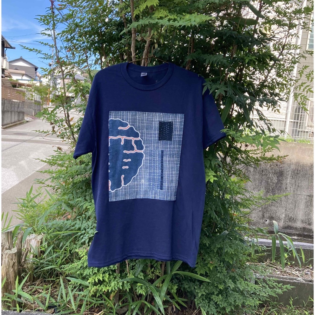 1985 襤褸　リメイク　tシャツ 藍染め　藍染　古布　パッチワーク　再構築