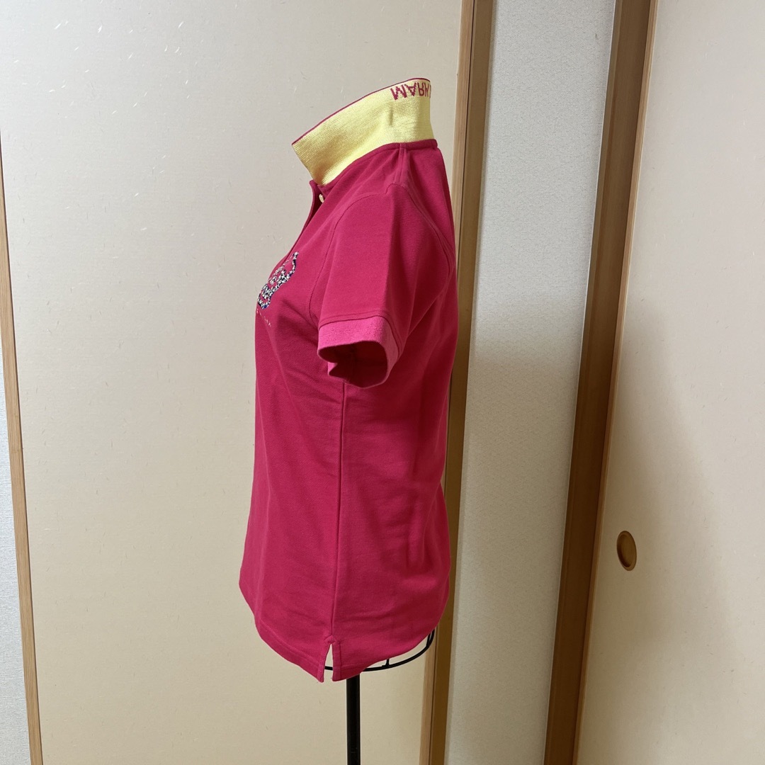 MARK&LONA(マークアンドロナ)のマーク&ロナ　ピンク　ポロシャツ　美品　サイズＭ　日本製 レディースのトップス(ポロシャツ)の商品写真