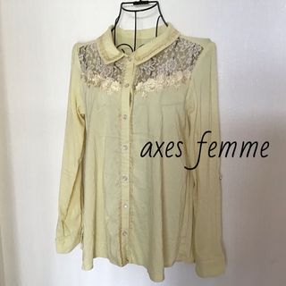 アクシーズファム(axes femme)のaxes femme トップス レース透け感 ブラウス 長袖 Mサイズ/USED(シャツ/ブラウス(長袖/七分))