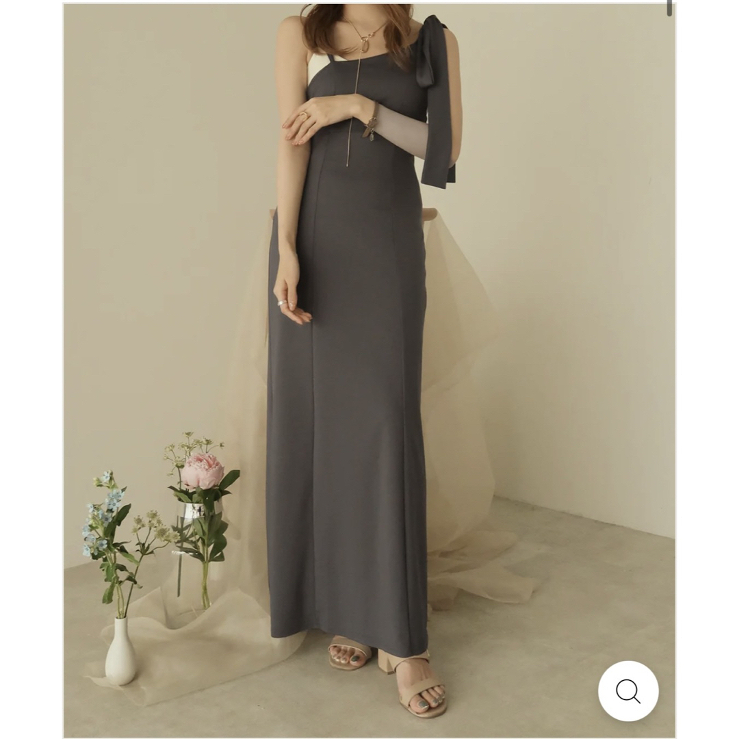 【mideal】ribbon shoulder tight onepiece