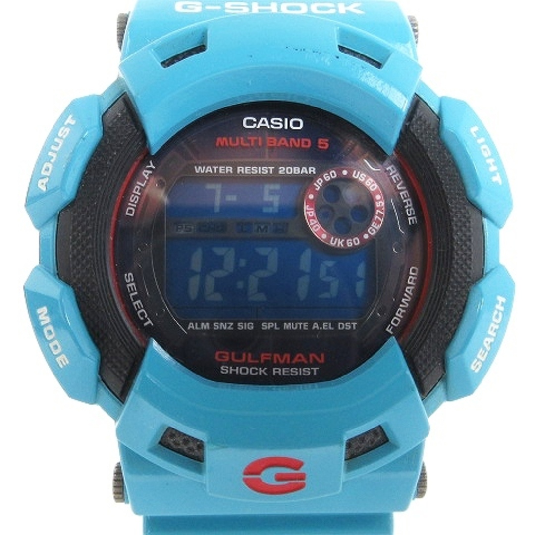 カシオジーショック ガルフマン マルチバンド5 腕時計 デジタル 青 ウォッチ145205cmケースタテ