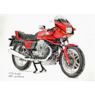 モトグッツィ(Moto Guzzi)のモトグッツィ 850ル・マン 水彩画 バイク イラスト インテリア(その他)