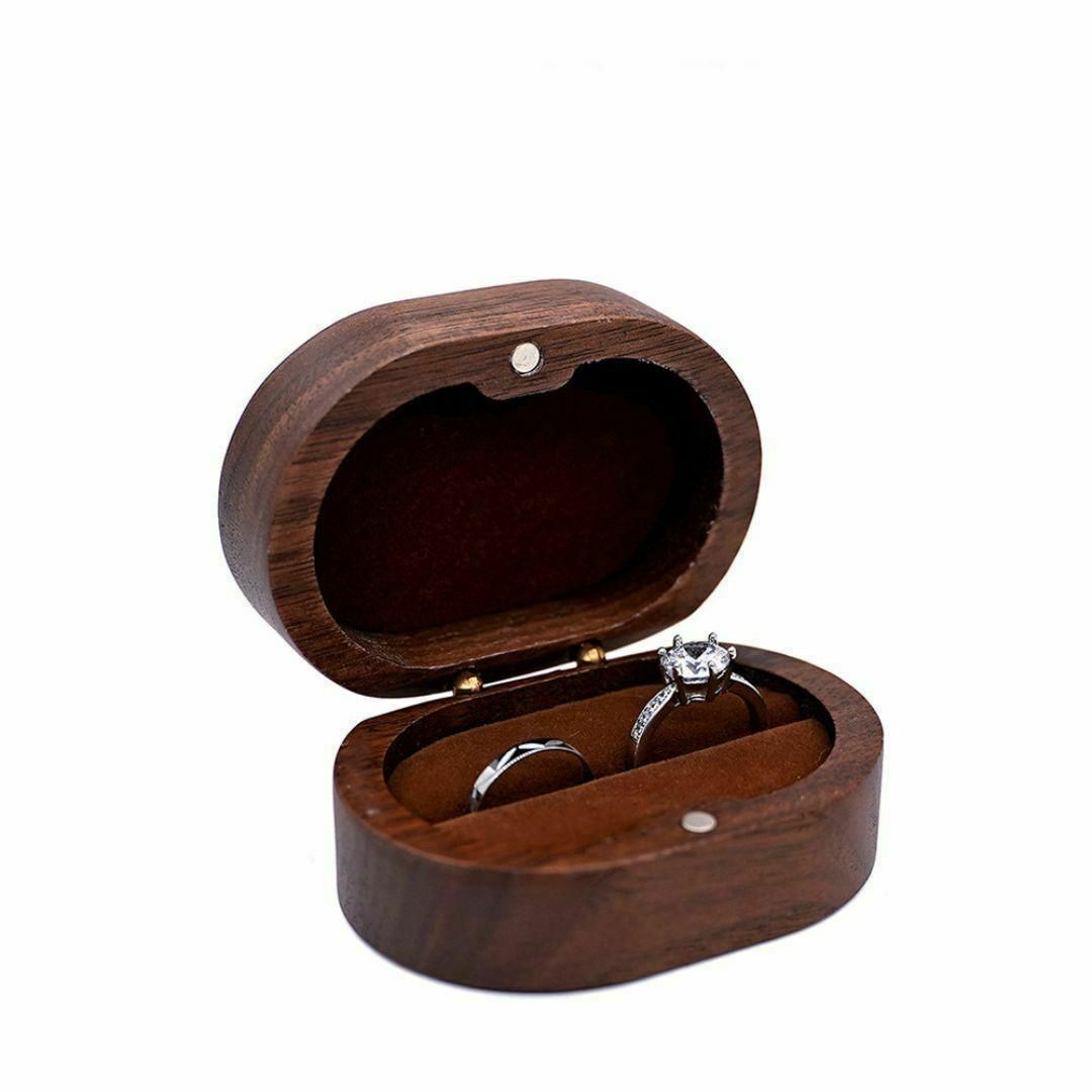 指輪ケース リングケース 茶色 木製 ジュエリーボックス ポータブル 1列