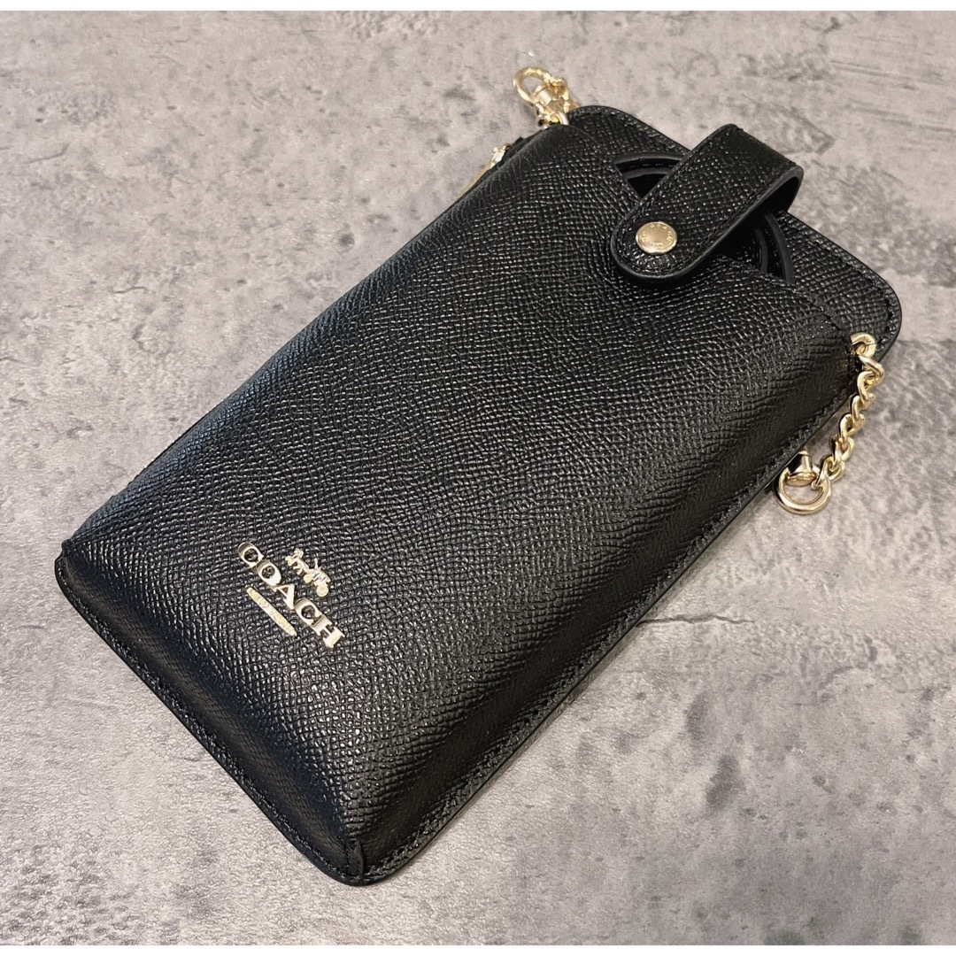 スマホアクセサリー新品 COACH コーチ スマホショルダー クロスボディ ブラック