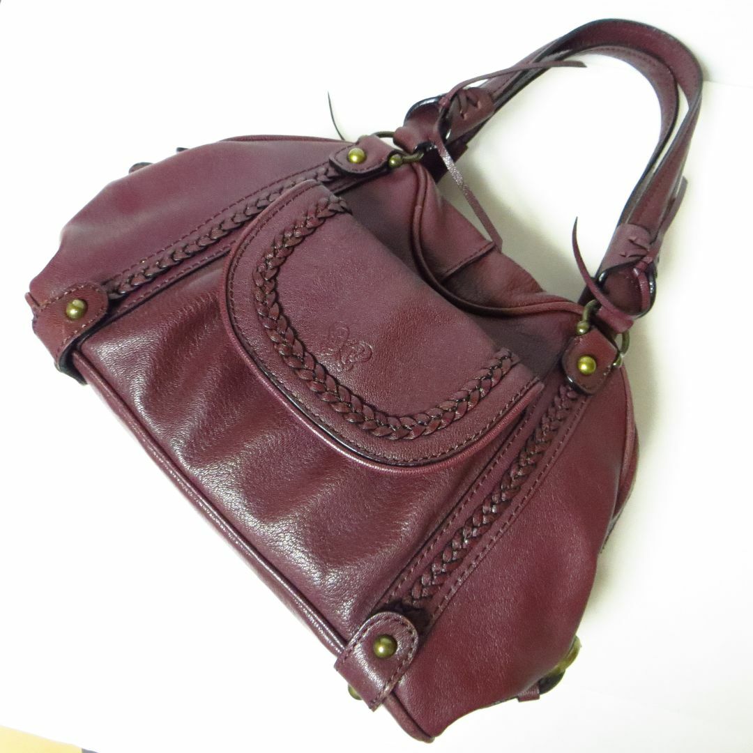 ANNA SUI(アナスイ)の美品 ANASUI アナスイ レザー ハンドバッグ ボルドー 本革 レディースのバッグ(ハンドバッグ)の商品写真