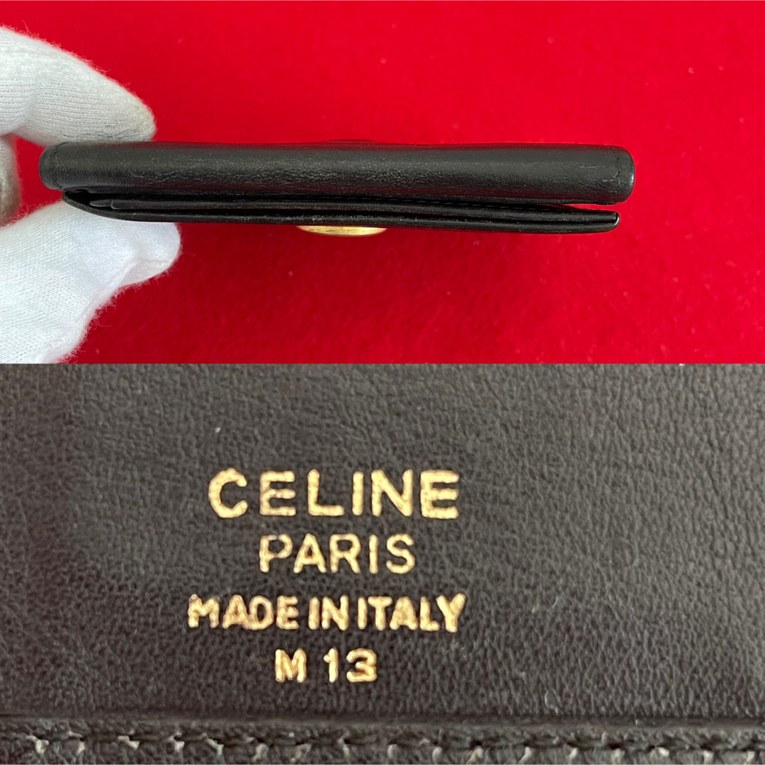 celine(セリーヌ)のCELINE セリーヌ　ヴィンテージ 折り財布　レザー　黒　サークルロゴ レディースのファッション小物(財布)の商品写真