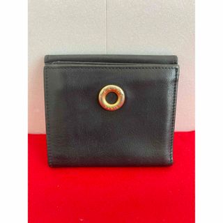 セリーヌ(celine)のCELINE セリーヌ　ヴィンテージ 折り財布　レザー　黒　サークルロゴ(財布)