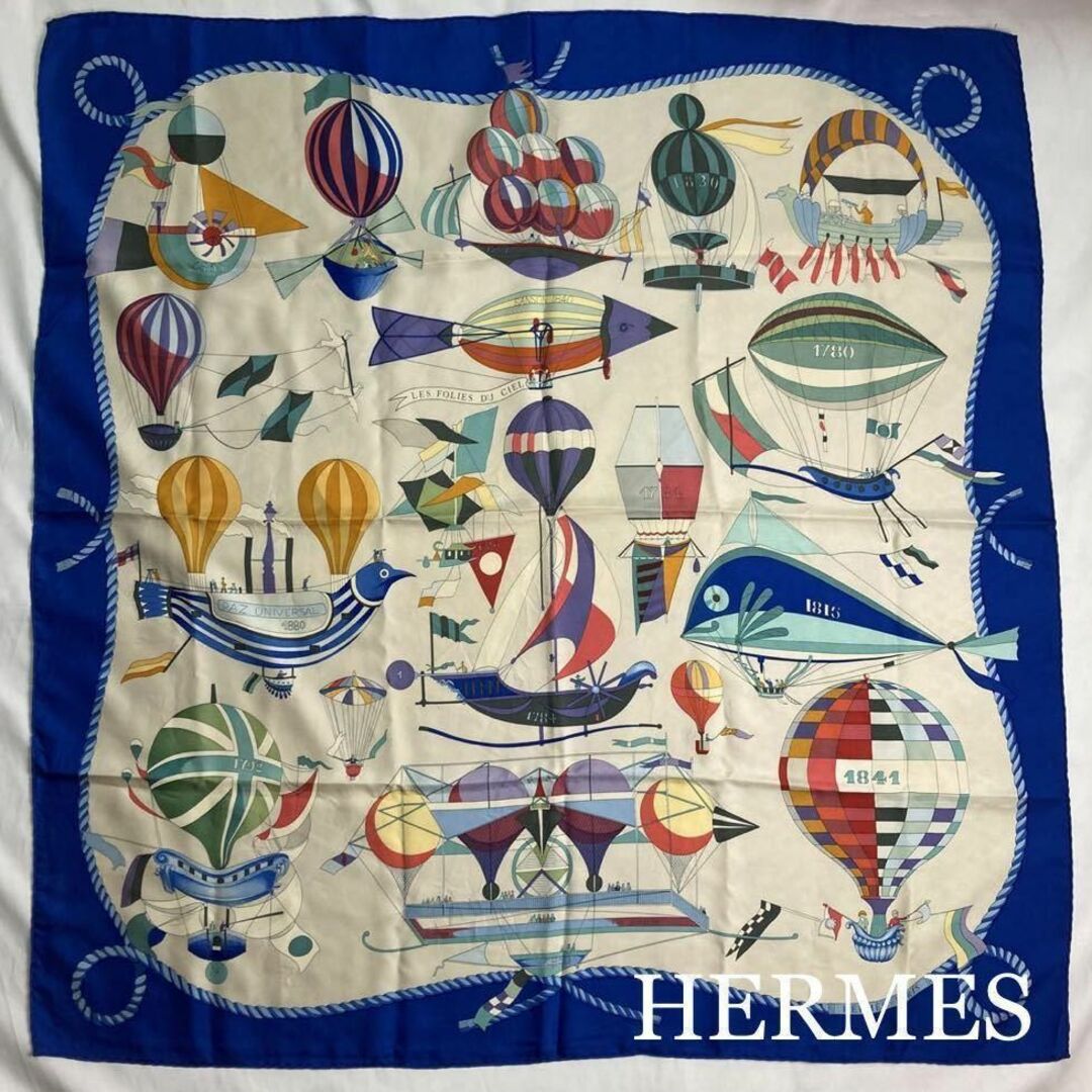 HERMES スカーフ カレ90 DU FOLIES LES CIEL - 通販 - hydro-mineral.net