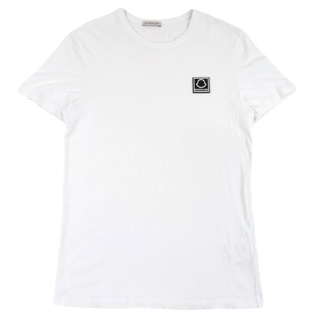 美品 モンクレール 21SS ラバーロゴ半袖Tシャツ メンズ 白 S コットン MONCLER