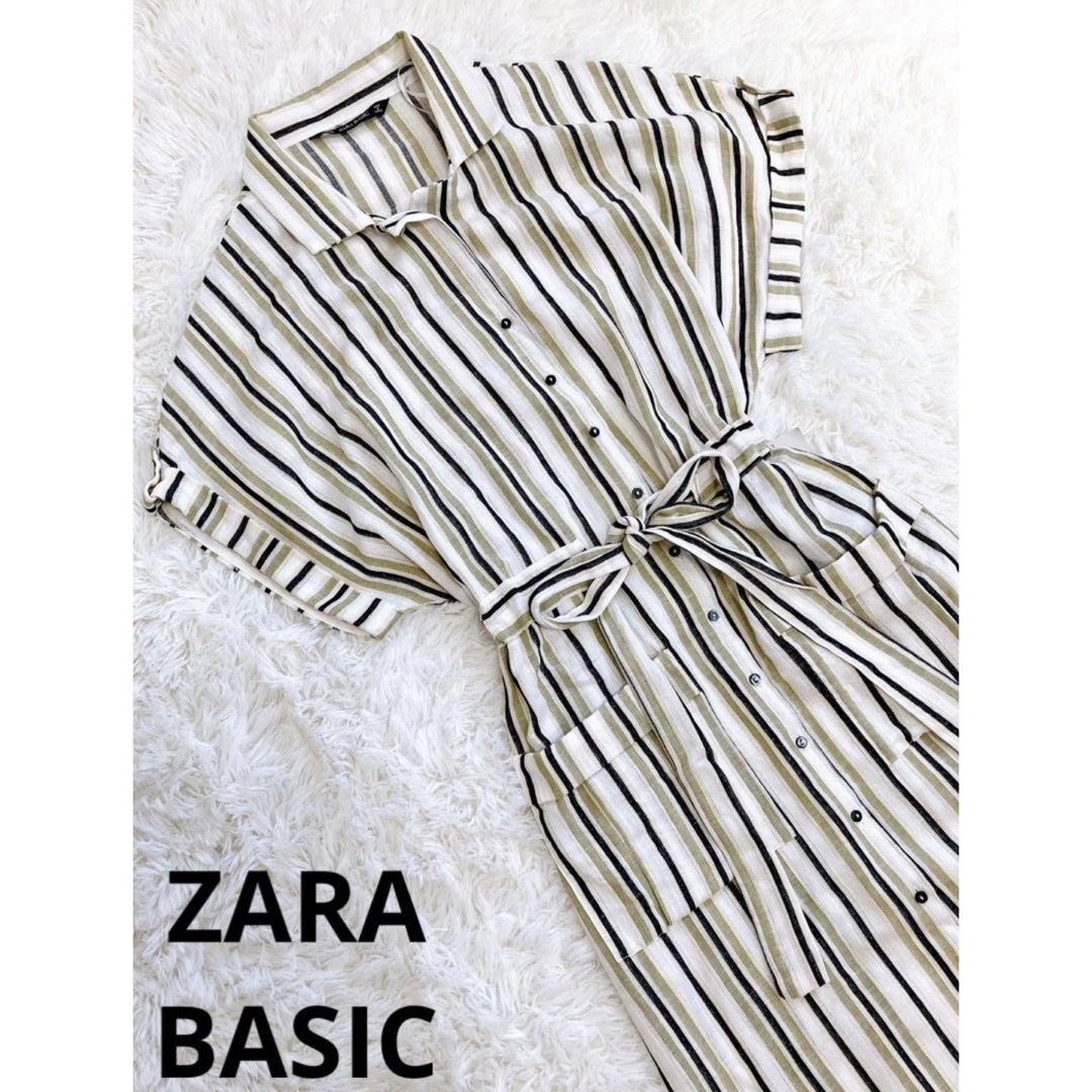 ZARA(ザラ)のZARA BASIC ストラップワンピース　リネン混 レディースのワンピース(ひざ丈ワンピース)の商品写真