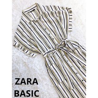 ザラ(ZARA)のZARA BASIC ストラップワンピース　リネン混(ひざ丈ワンピース)