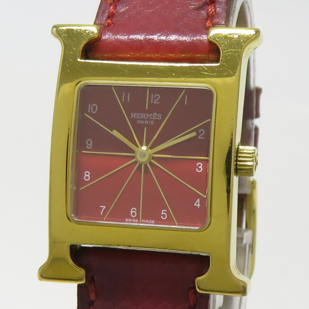 Hermes(エルメス)のHERMES Hウォッチ レディース 腕時計 クオーツ SS GP レザーベルト レディースのファッション小物(ベルト)の商品写真
