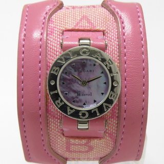 ブルガリ(BVLGARI)のBVLGARI マンシェット クオーツ 腕時計 革 ピンク BZ22S(腕時計)