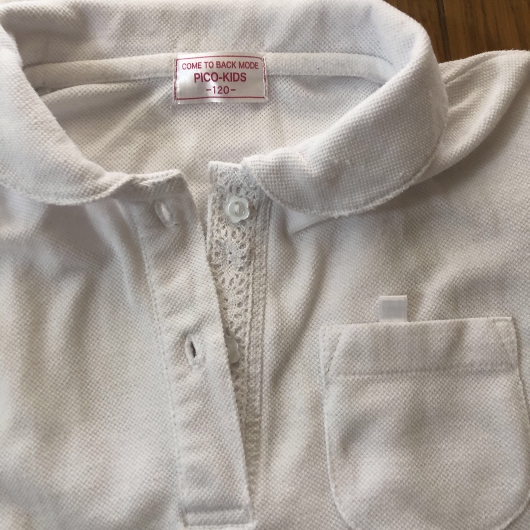 ベルメゾン(ベルメゾン)の女の子　半袖　白ポロシャツ　2枚組　120 キッズ/ベビー/マタニティのキッズ服女の子用(90cm~)(Tシャツ/カットソー)の商品写真