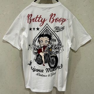 ベティブープ(Betty Boop)の＊フラグスタフ×ベティちゃん BETTY BOOP バイク 刺繍 半袖ＴシャツＬ(Tシャツ/カットソー(半袖/袖なし))