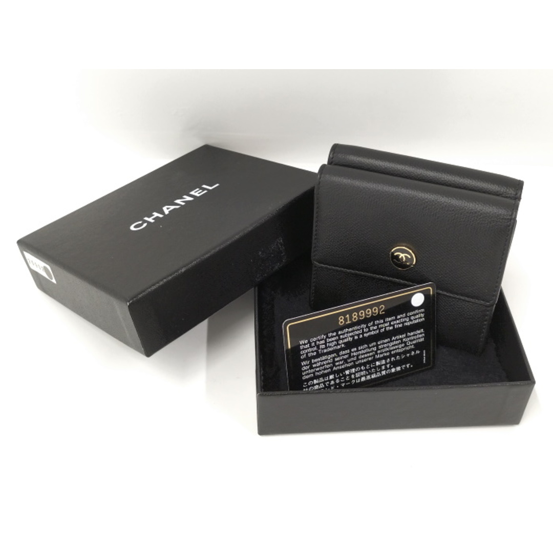 CHANEL - CHANEL Wホック 二つ折り財布 ココボタン レザー CHANEL - CHANEL Wホック 二つ折り財布 ココボタン レザー