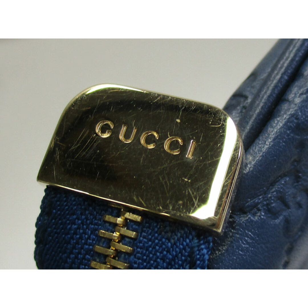 Gucci(グッチ)のGUCCI キーリング付き コインケース マイクロ グッチシマ レザー ブルー メンズのファッション小物(コインケース/小銭入れ)の商品写真