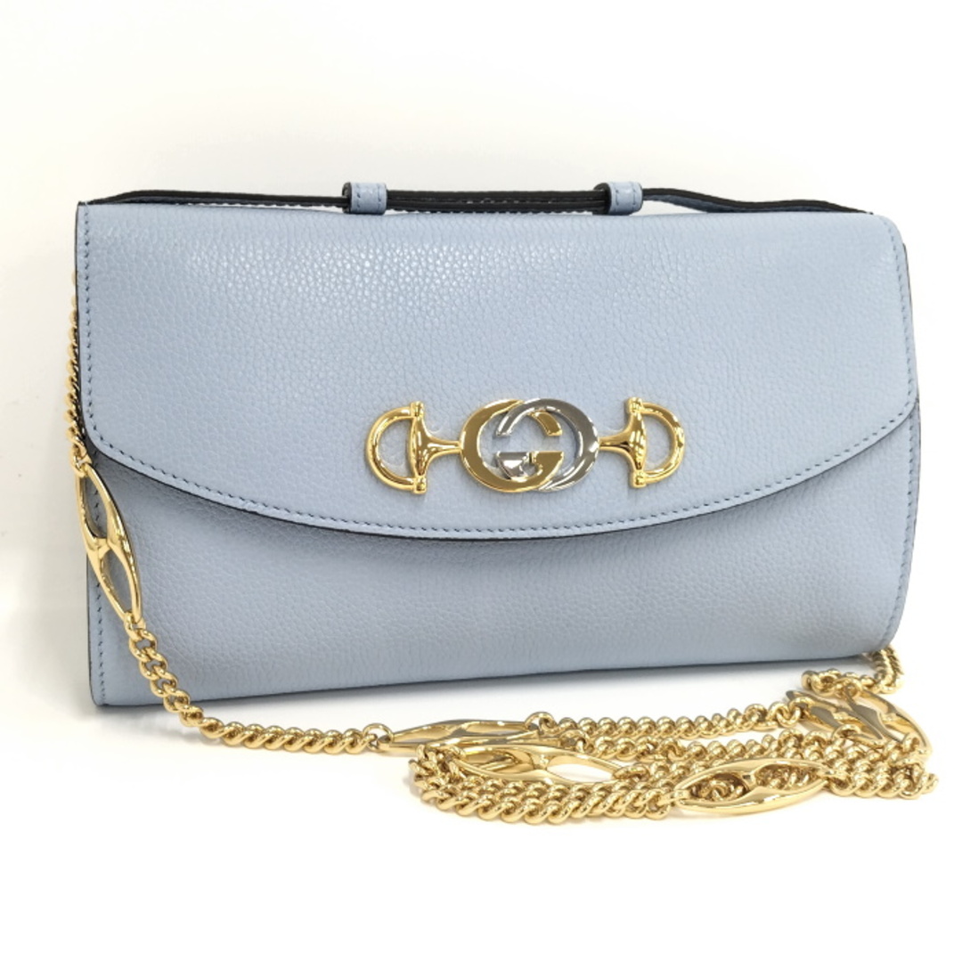 Gucci(グッチ)のGUCCI ズゥミ 2WAY チェーンショルダーバッグ レザー ライトブルー レディースのバッグ(その他)の商品写真