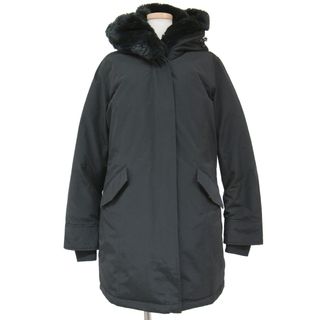 ウールリッチ(WOOLRICH)のWoolRich ウールリッチ コート ダウン アウター ブラック 黒 L ミドル丈 フード フェイクファー コットン ナイロン BEAKER PARKR ベーカー パーカー おしゃれ シンプル 無地 きれいめ 大人女子 ブランド カジュアル 防寒 【レディース】【中古】(ダウンジャケット)