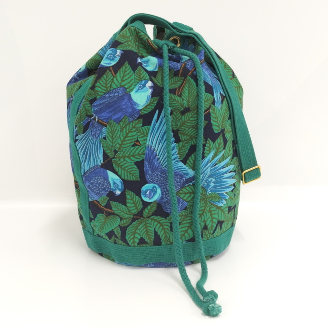 Hermes - HERMES 巾着 ショルダーバッグ インコ 鳥柄 キャンバス