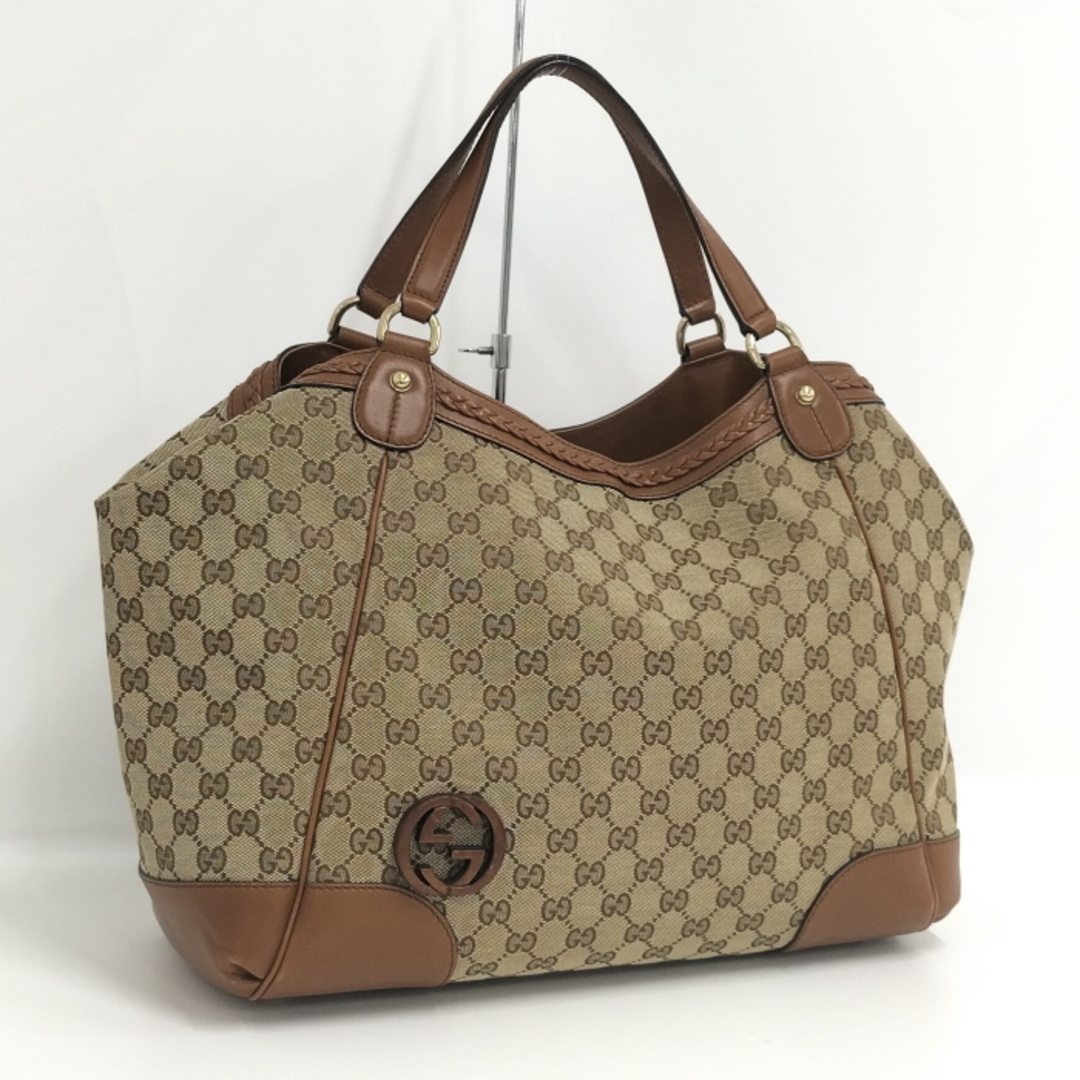Gucci(グッチ)のGUCCI ハンドバッグ 手提げ 肩がけ GGキャンバス ブラウン ベージュ レディースのバッグ(トートバッグ)の商品写真