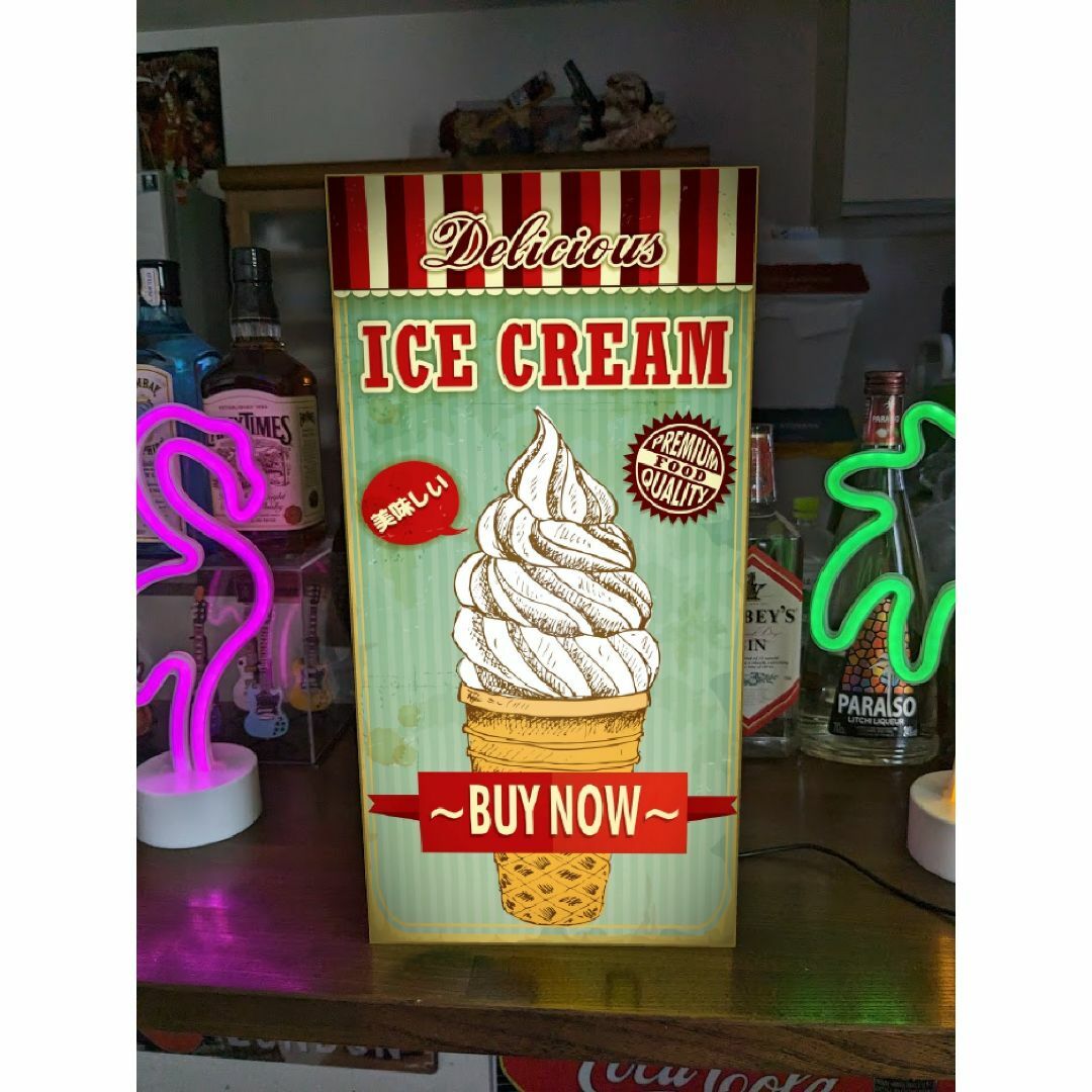 【Lサイズ】ソフトクリーム 店舗 販売 看板 置物 アメリカン雑貨 ライトBOX