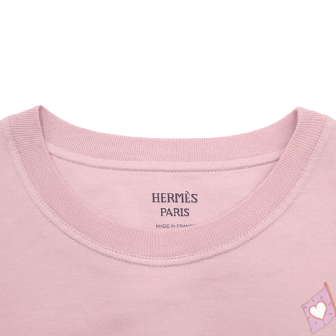 HERMES エルメス Tシャツ・カットソー 36(XS位) 白xピンク