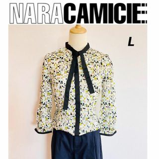 ナラカミーチェ(NARACAMICIE)のナラカミーチェ　ミックスドット　ボウタイ　ピエゴリーネ　七分袖シャツ　L(シャツ/ブラウス(長袖/七分))