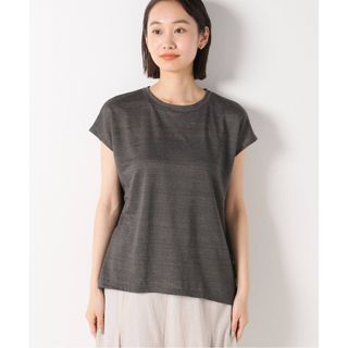 イエナ(IENA)のIENA イエナ リネンフレンチスリーブTシャツ　グレー(カットソー(半袖/袖なし))