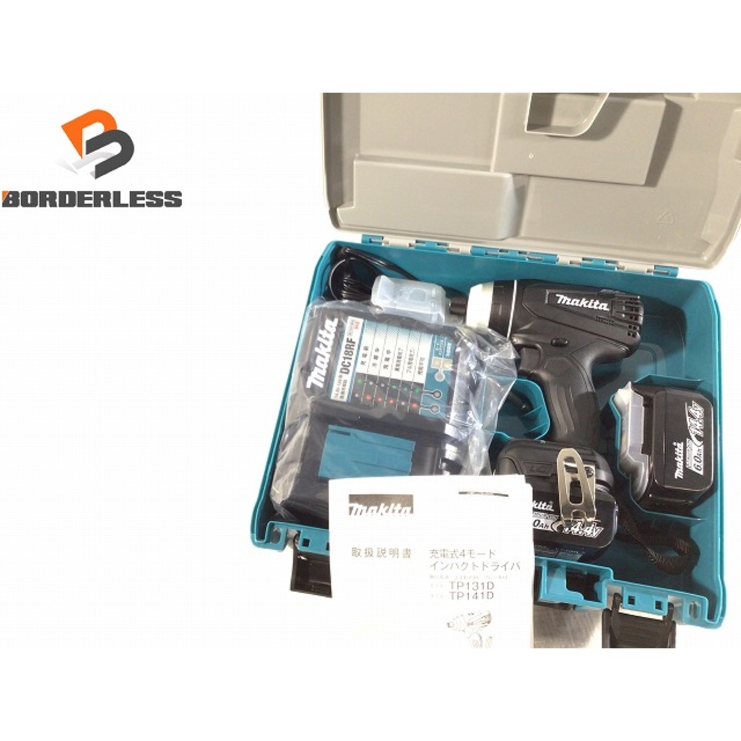 ☆未使用品☆makita マキタ 14.4V 充電式4モードインパクトドライバ TP131DRGXB 黒/ブラック バッテリー2個(6.0Ah) 充電器 ケース付 72123