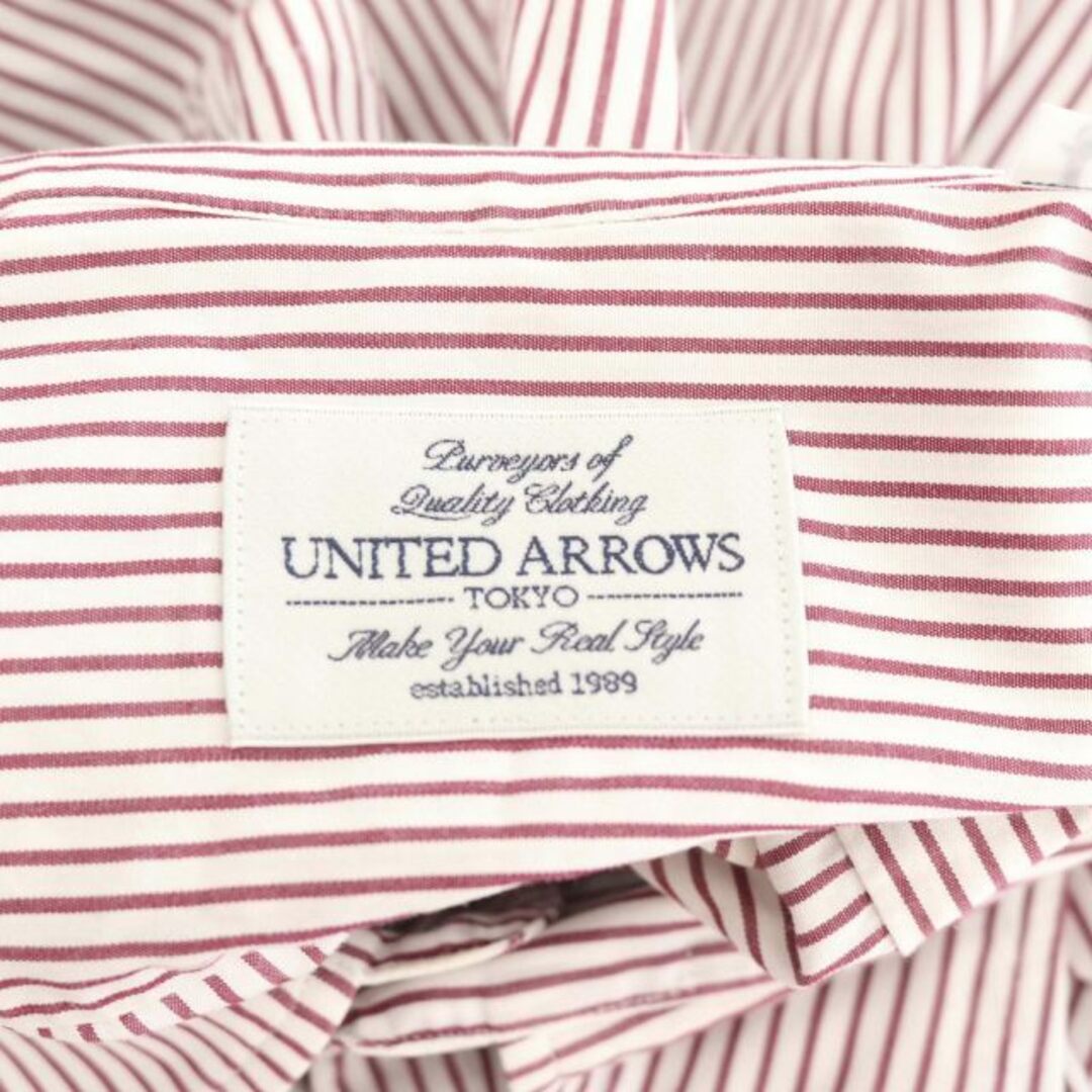 UNITED ARROWS(ユナイテッドアローズ)のユナイテッドアローズ コットン ストライプシャツ 長袖 42 ボルドー 白 メンズのトップス(シャツ)の商品写真