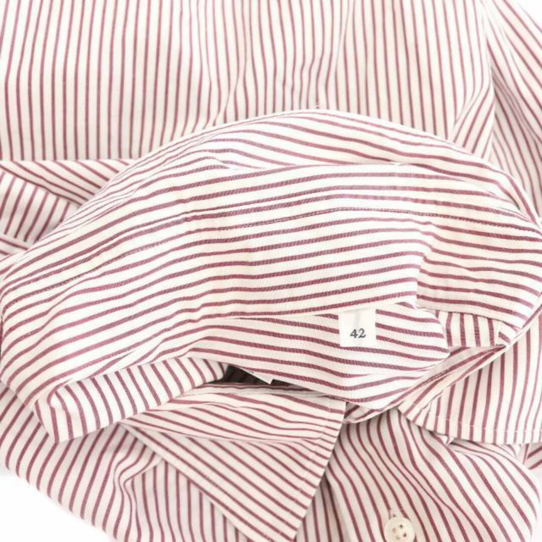 UNITED ARROWS(ユナイテッドアローズ)のユナイテッドアローズ コットン ストライプシャツ 長袖 42 ボルドー 白 メンズのトップス(シャツ)の商品写真