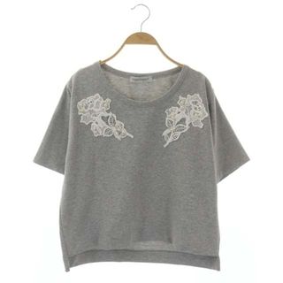 リナシメント(RINASCIMENTO)のリナシメント レースパール装飾Tシャツ カットソー 半袖 コットン S グレー(Tシャツ(半袖/袖なし))