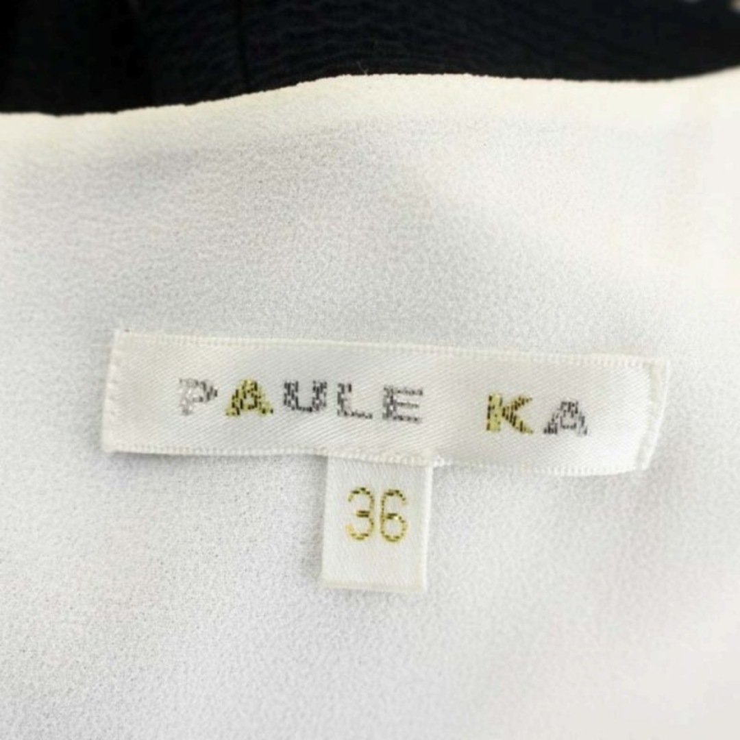 PAULE KA(ポールカ)のポールカ バイカラーフリルワンピース ノースリーブ 膝丈 36 白 紺 /HK レディースのワンピース(ひざ丈ワンピース)の商品写真