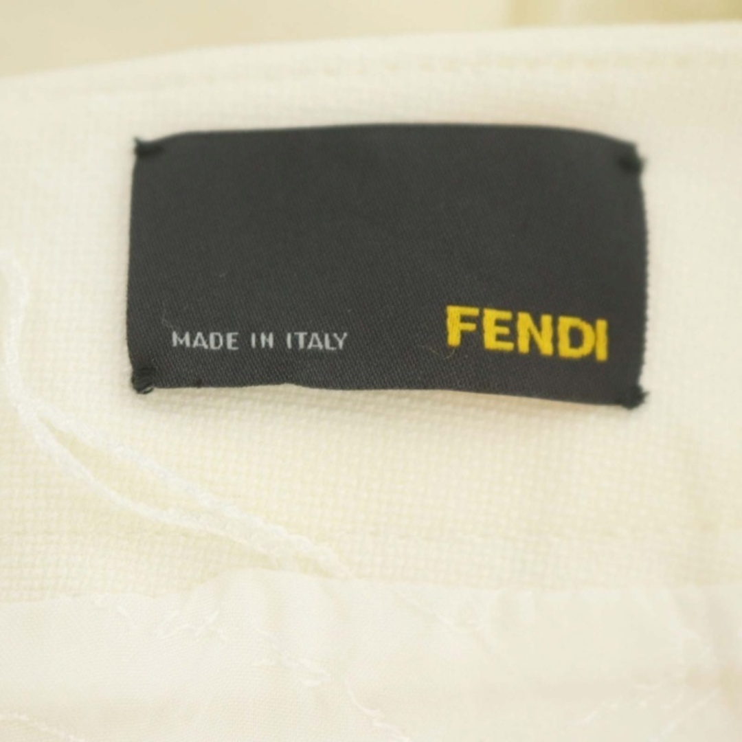 FENDI(フェンディ)のフェンディ FENDI タックデザインスカート タイト ミニ リネン混 38 白 レディースのスカート(ミニスカート)の商品写真