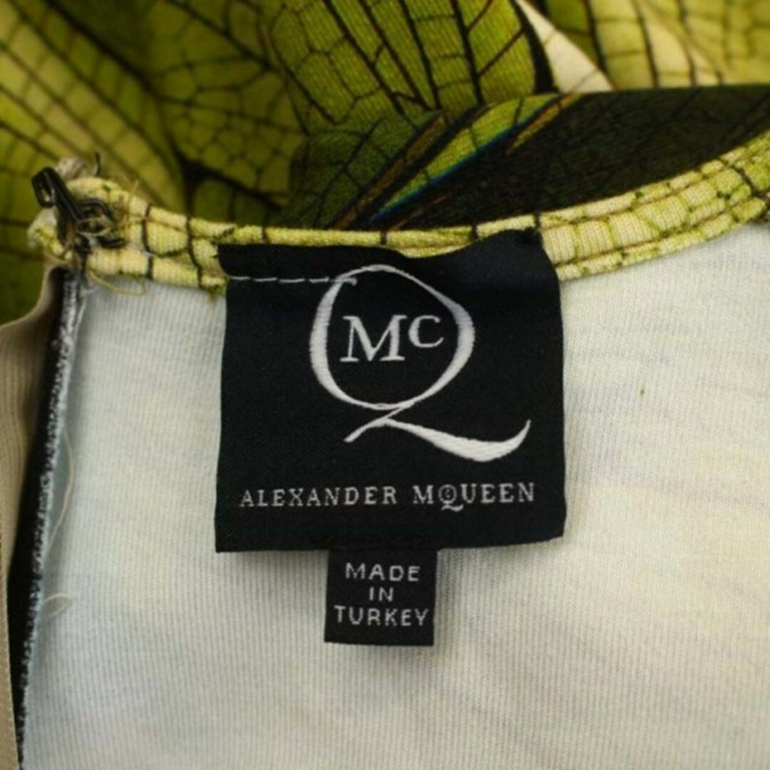 Alexander McQueen(アレキサンダーマックイーン)のアレキサンダーマックイーン 総柄ノースリーブワンピース ミニ S 黄緑 レディースのワンピース(ミニワンピース)の商品写真