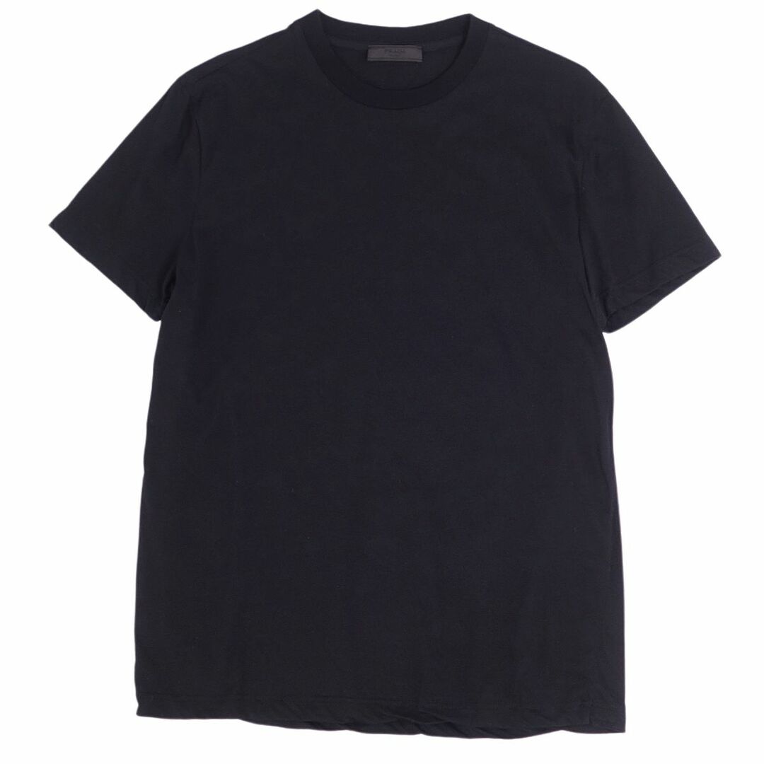 美品 プラダ PRADA Tシャツ カットソー 半袖 ショートスリーブ トライアングル トップス メンズ M ブラック